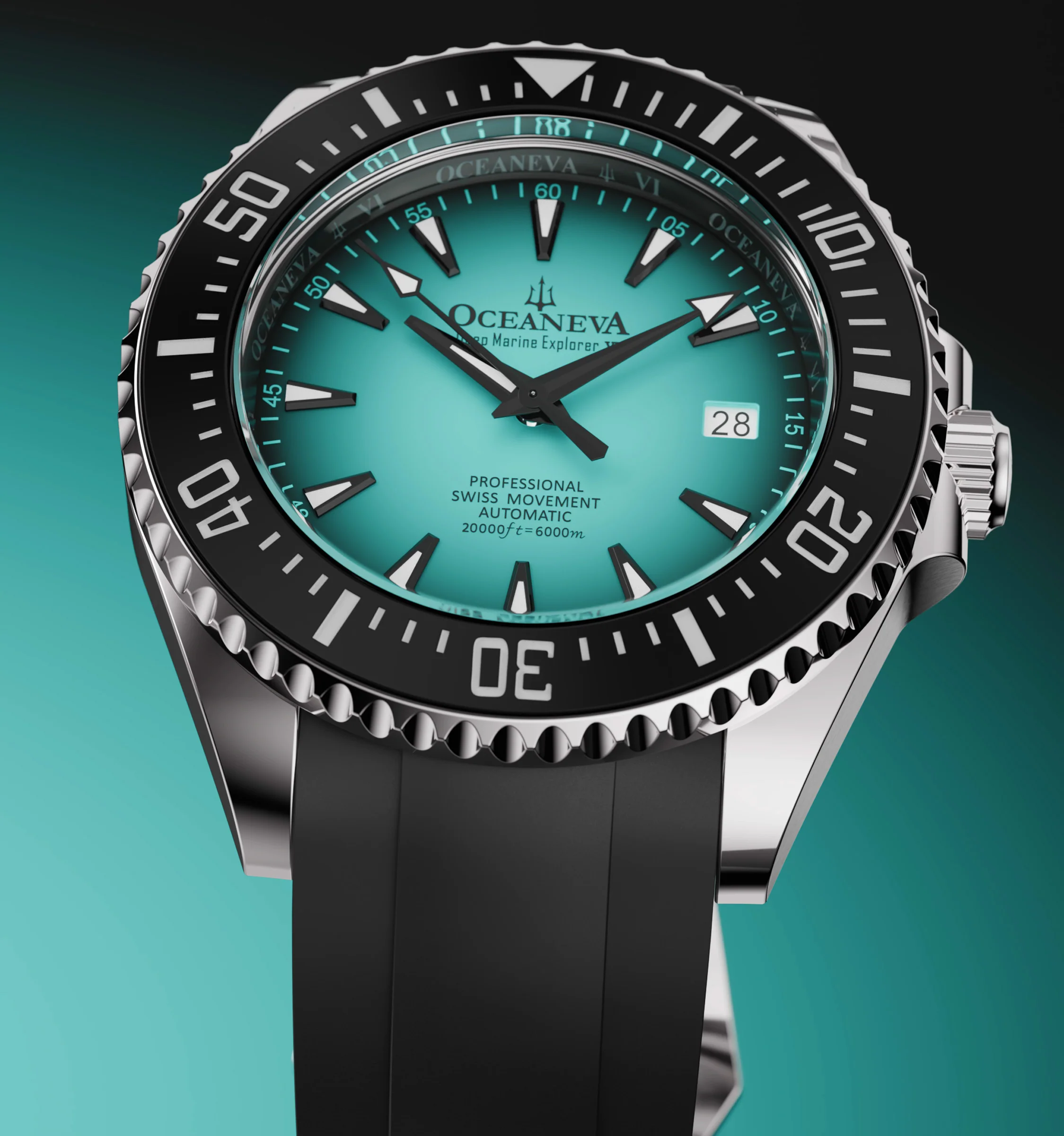 Oceaneva Deep Marine Explorer VI 6000M - Mint Titanium Automatic 6000m/MintBurst | Mint Dial - Image 4