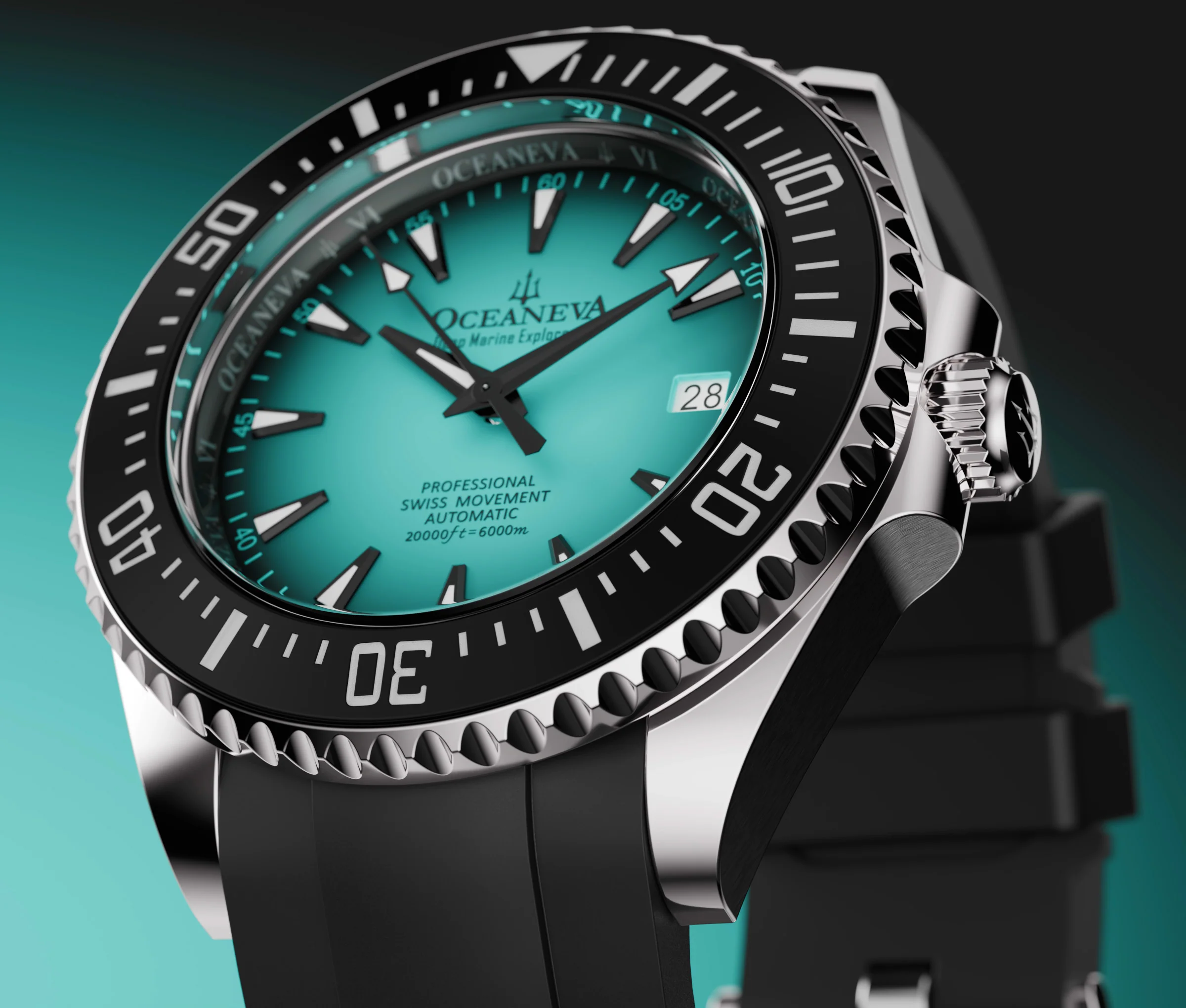 Oceaneva Deep Marine Explorer VI 6000M - Mint Titanium Automatic 6000m/MintBurst | Mint Dial - Image 6