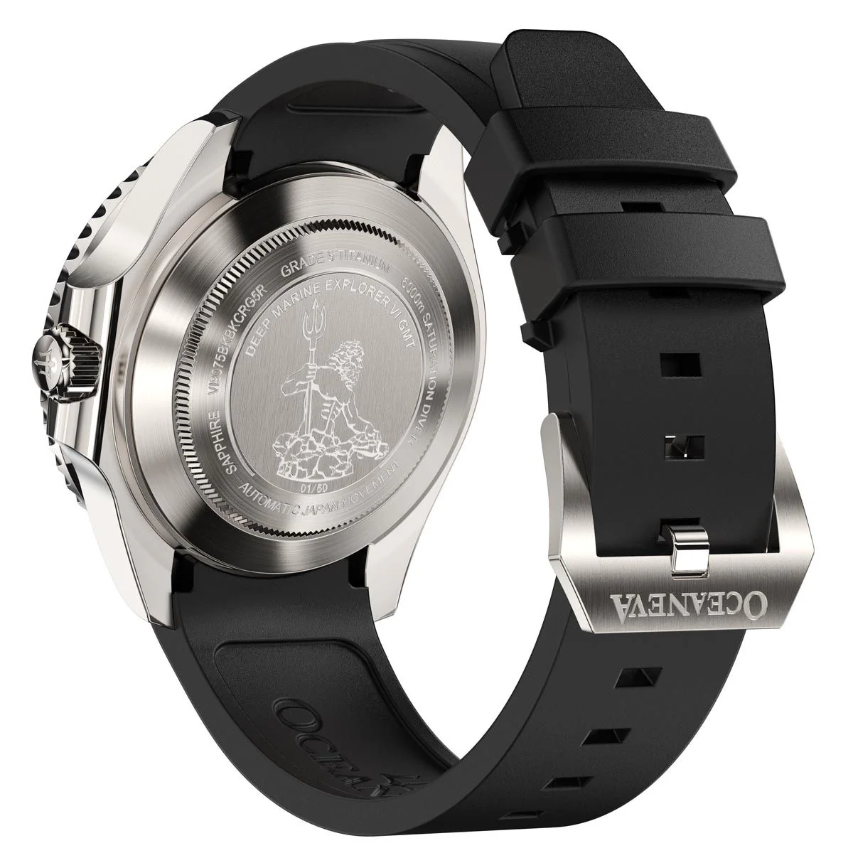 Oceaneva Deep Marine Explorer VI Grade 5 Titanium Automatic Black Dial Watch Black/Black | Black Dial - Image 12