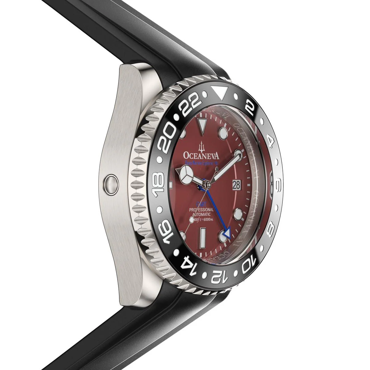 Oceaneva Deep Marine Explorer VI Grade 5 Titanium Automatic Burgundy Dial Watch Burgundy/Black | Burgundy Dial - Image 10