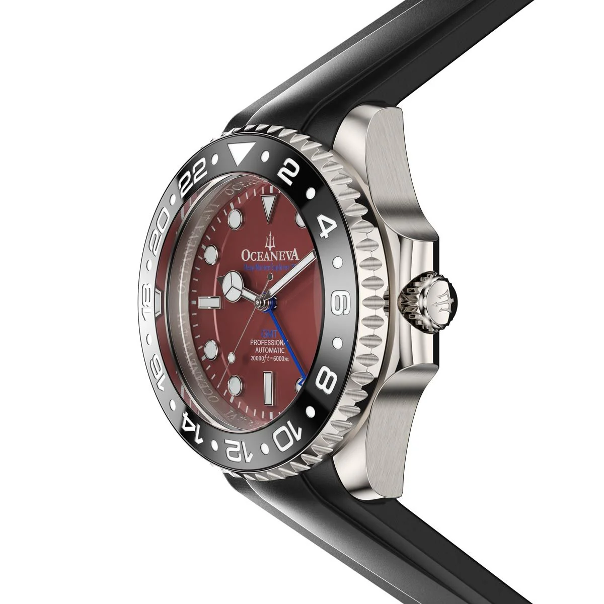 Oceaneva Deep Marine Explorer VI Grade 5 Titanium Automatic Burgundy Dial Watch Burgundy/Black | Burgundy Dial - Image 11