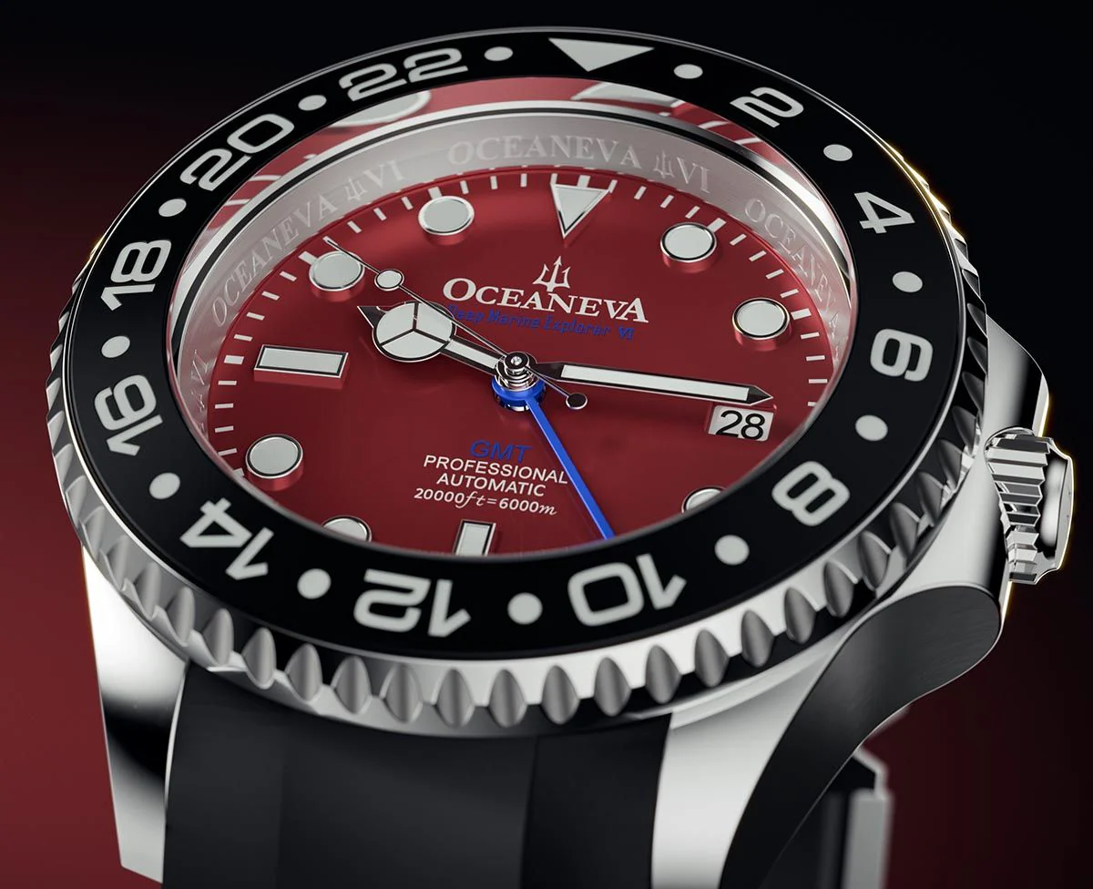Oceaneva Deep Marine Explorer VI Grade 5 Titanium Automatic Burgundy Dial Watch Burgundy/Black | Burgundy Dial - Image 2
