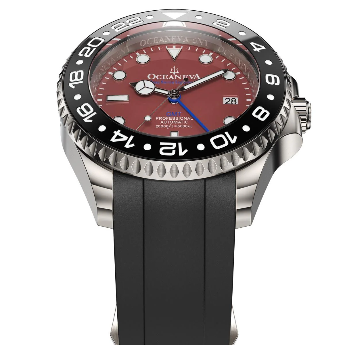 Oceaneva Deep Marine Explorer VI Grade 5 Titanium Automatic Burgundy Dial Watch Burgundy/Black | Burgundy Dial - Image 5