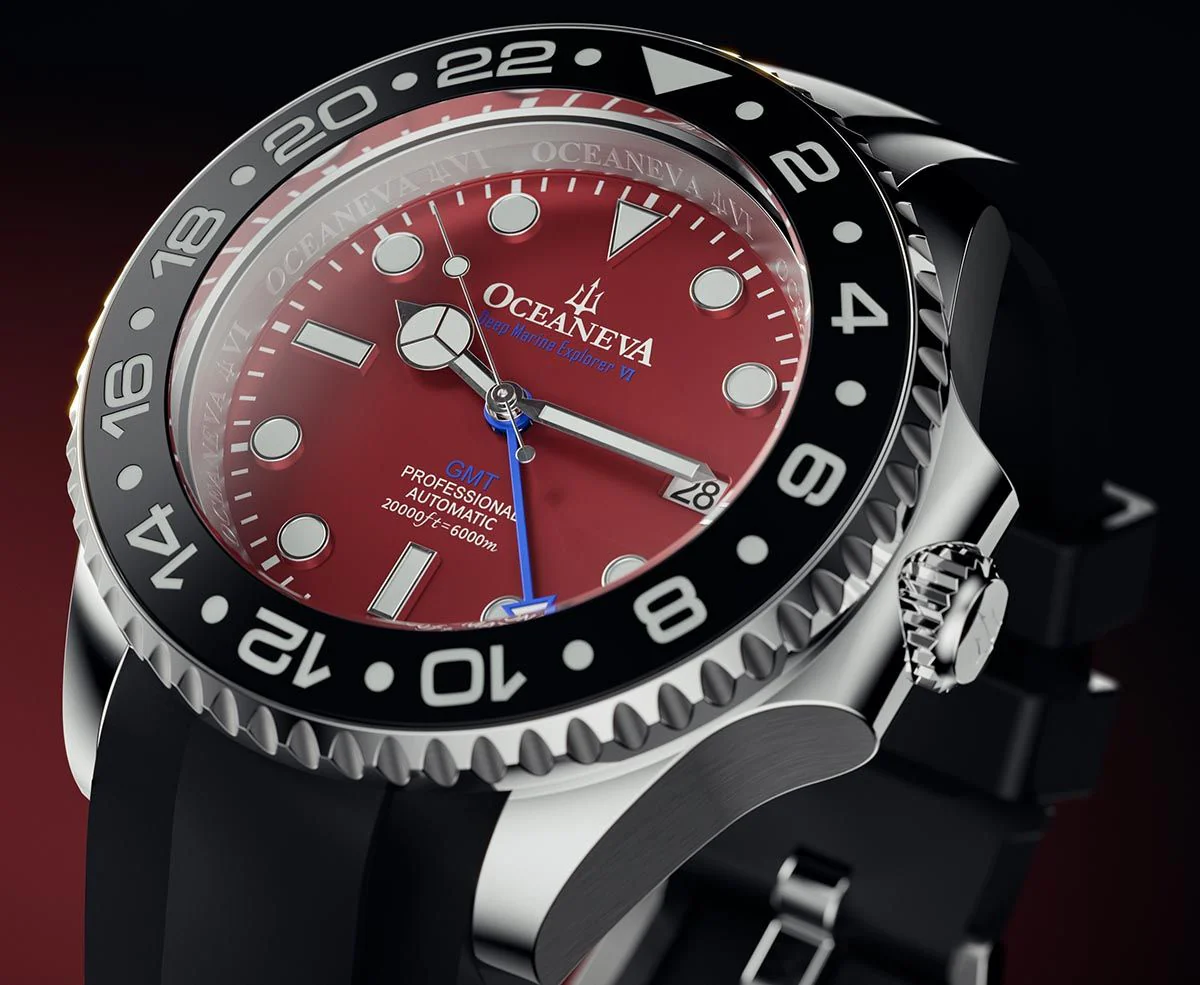 Oceaneva Deep Marine Explorer VI Grade 5 Titanium Automatic Burgundy Dial Watch Burgundy/Black | Burgundy Dial - Image 8