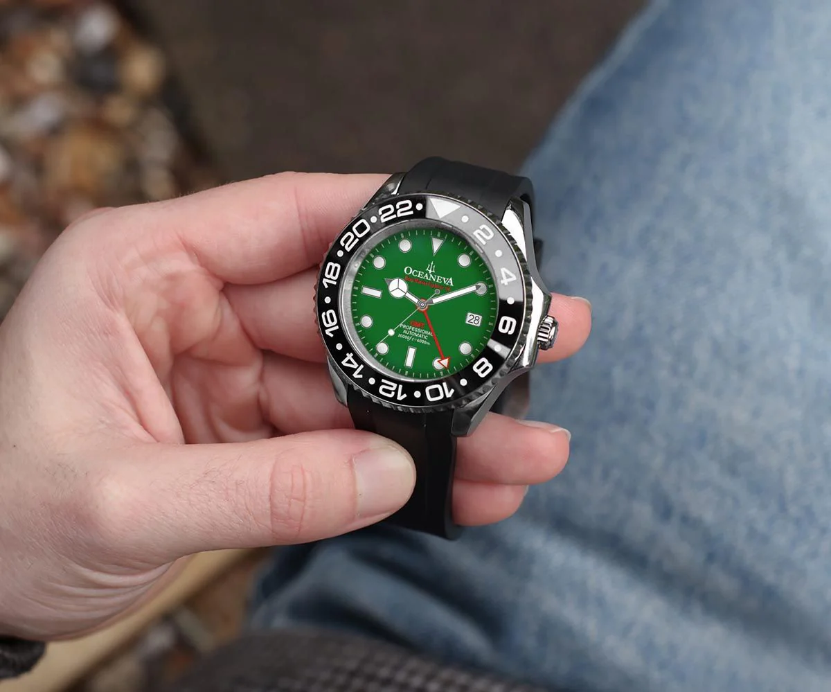 Oceaneva Deep Marine Explorer VI Grade 5 Titanium Automatic Green Dial Watch Green/Black | Green Dial - Image 6
