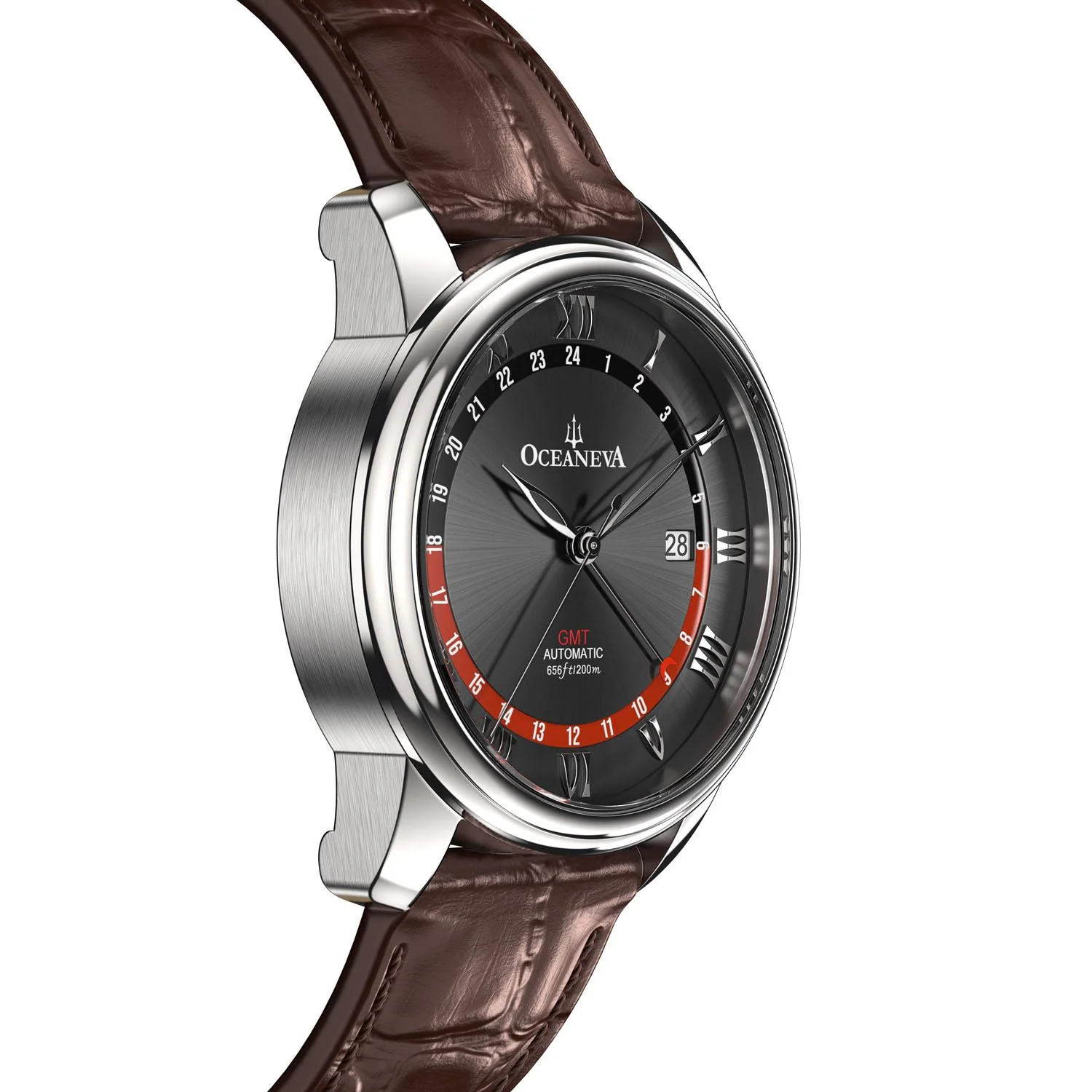 OceanTrek Automatic GMT 200M – Black Dial with Red Accents - Image 3