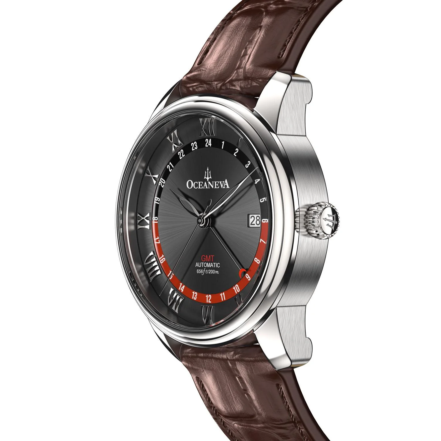 OceanTrek Automatic GMT 200M – Black Dial with Red Accents - Image 5