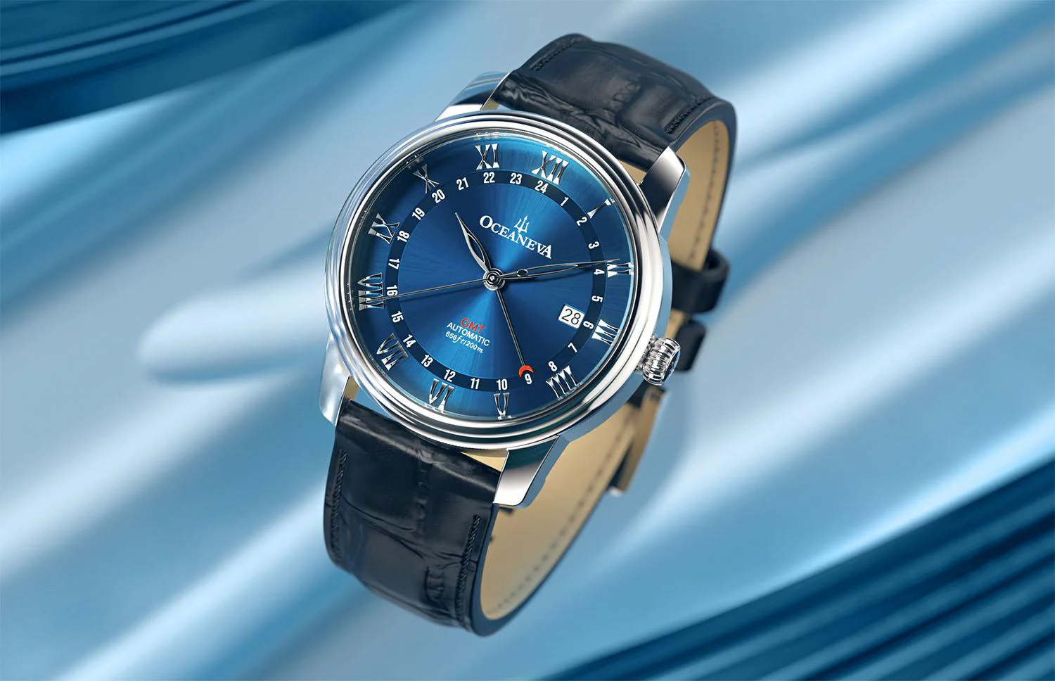 OceanTrek Automatic GMT 200m Silver Bezel |Blue Dial - Image 5