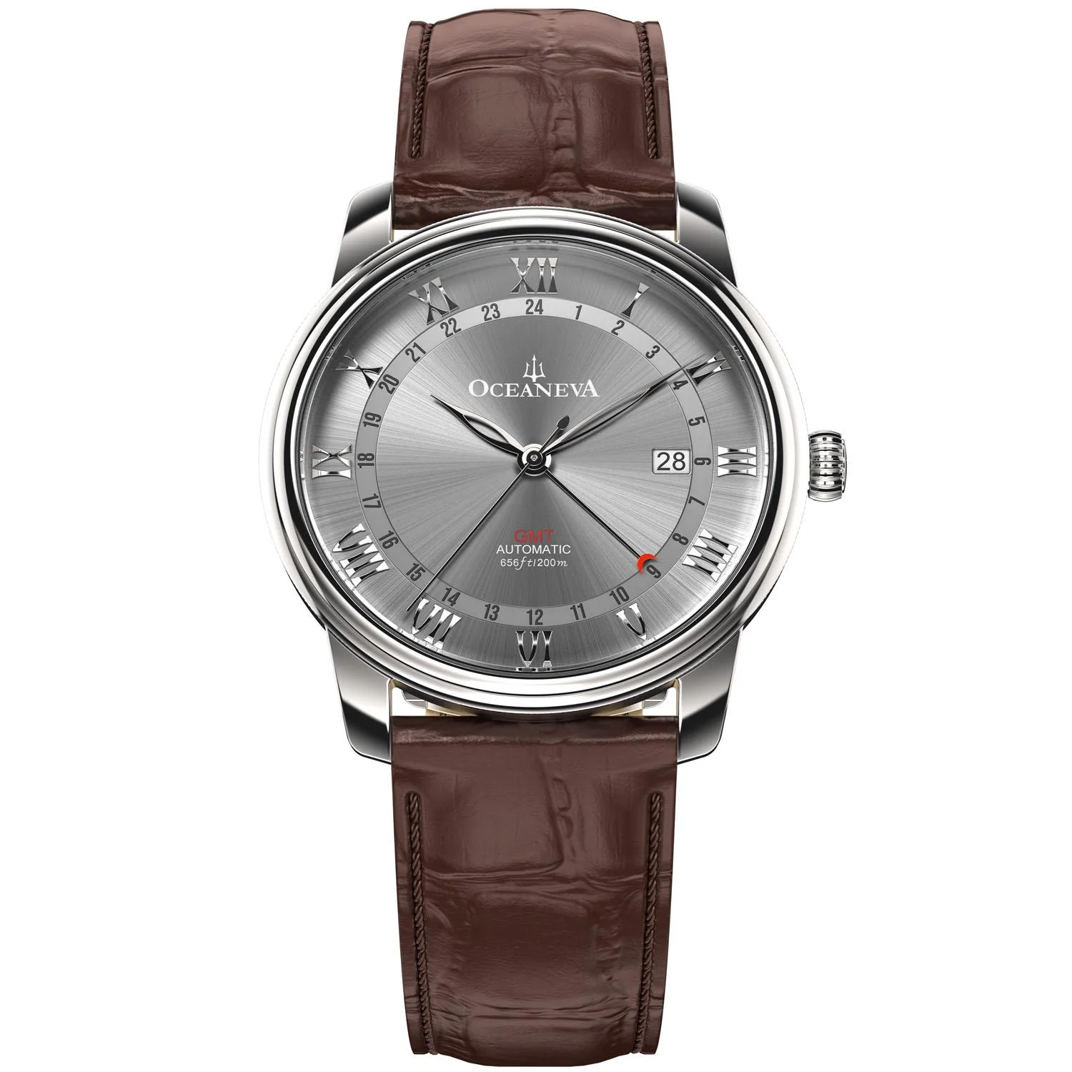 OceanTrek Automatic GMT 200m Gray/Brown Grey Dial