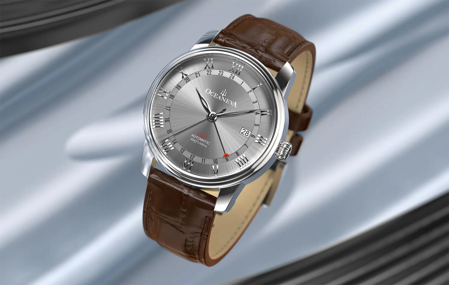 OceanTrek Automatic GMT 200m Gray/Brown Grey Dial - Image 2