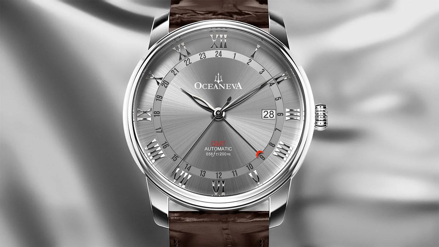 OceanTrek Automatic GMT 200m Gray/Brown Grey Dial - Image 4