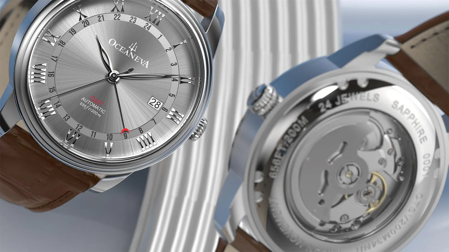 OceanTrek Automatic GMT 200m Gray/Brown Grey Dial - Image 6