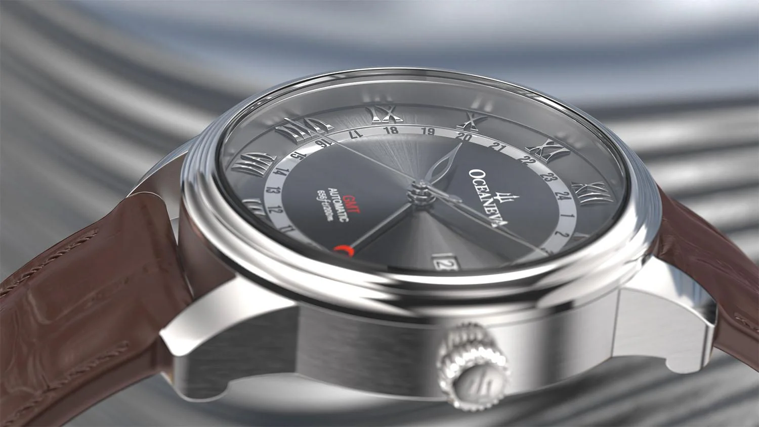 OceanTrek Automatic GMT 200m Gray/Brown Grey Dial - Image 7