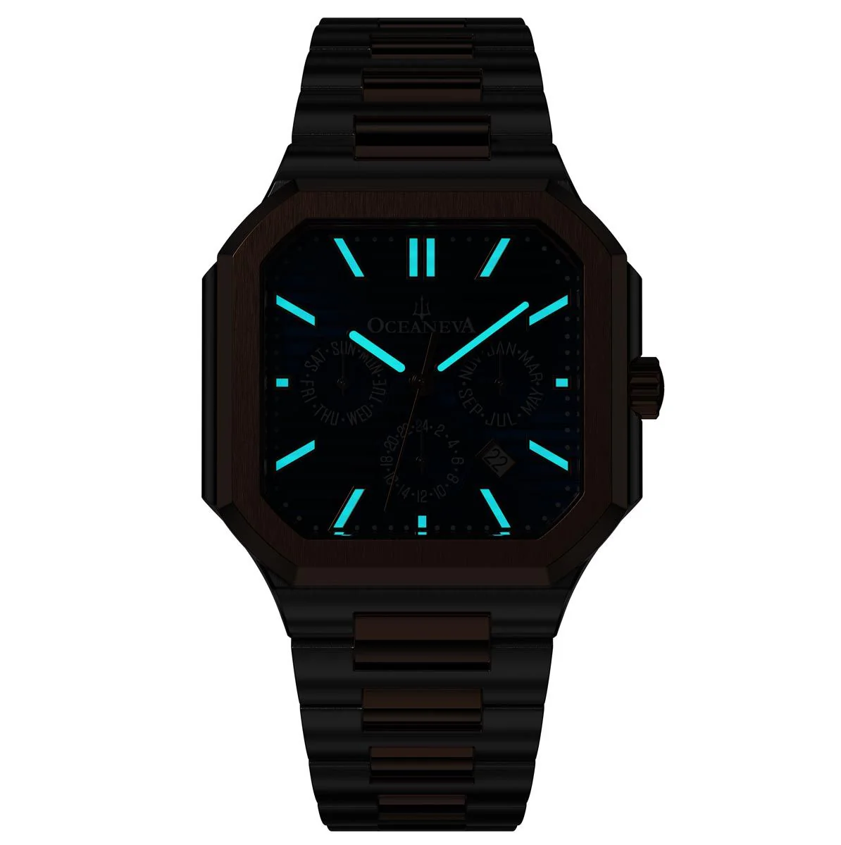 Oceaneva Tenuis Automatic CalendarThin Watch Blue/Rose Gold Blue/Silver/Rose Gold | Blue Sunray Dial - Image 14
