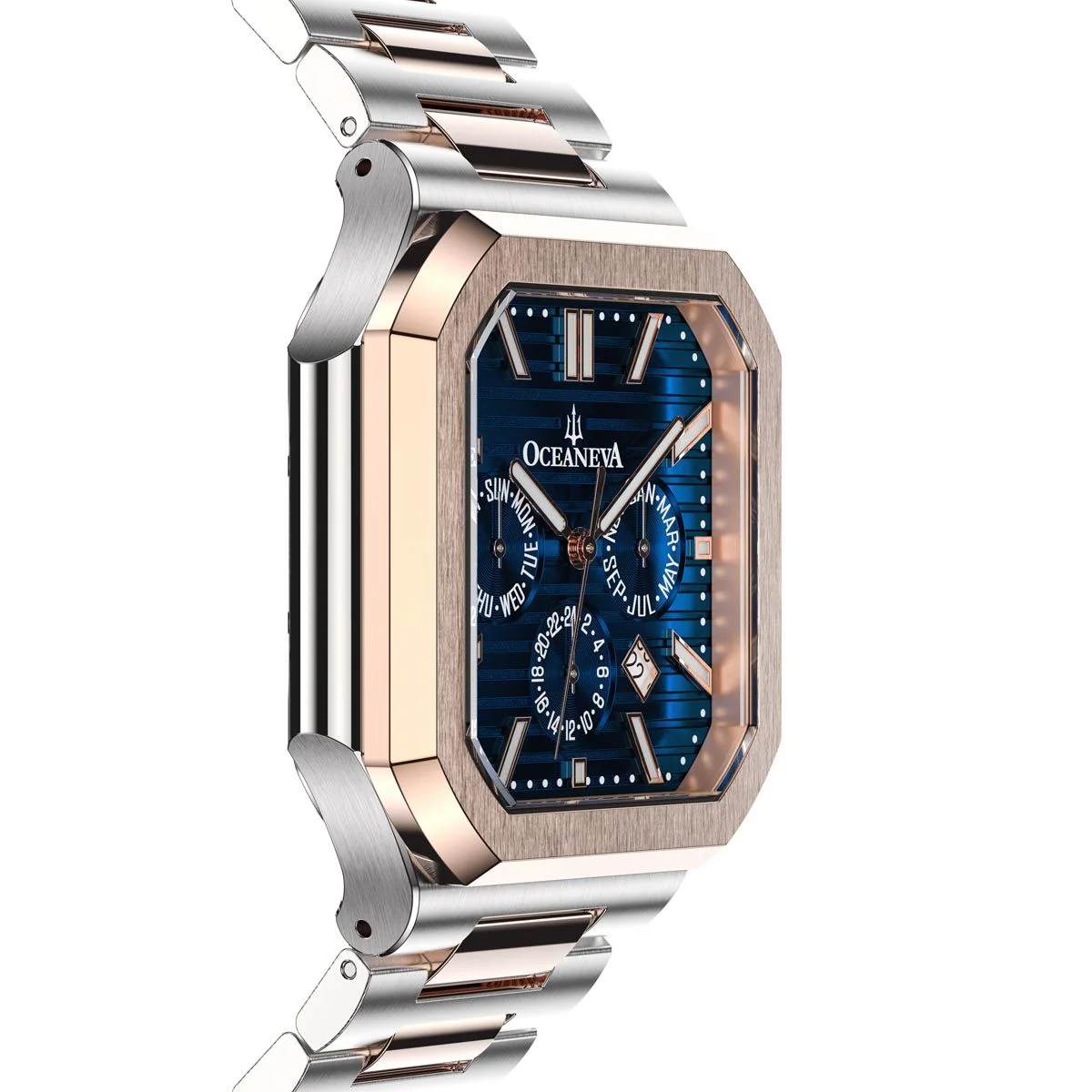 Oceaneva Tenuis Automatic CalendarThin Watch Blue/Rose Gold Blue/Silver/Rose Gold | Blue Sunray Dial - Image 6