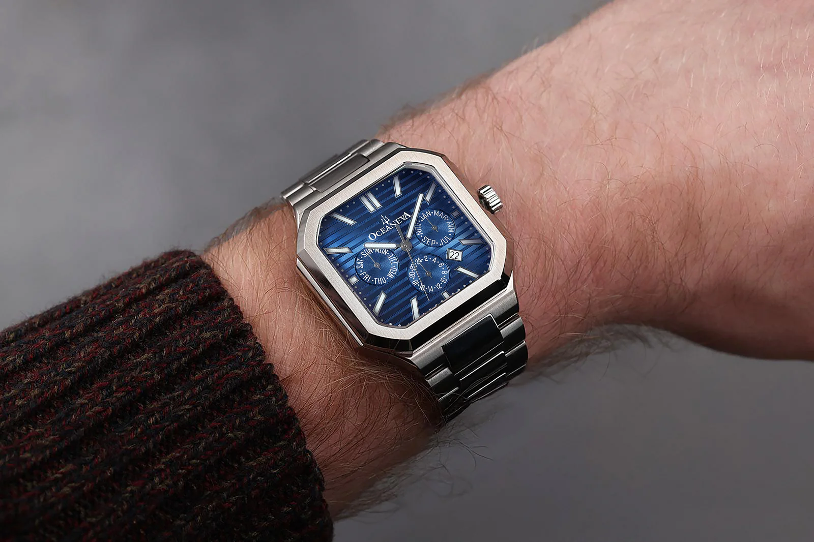 Oceaneva Tenuis Automatic CalendarThin Watch Blue/Silver Blue/Silver | Blue Dial - Image 12