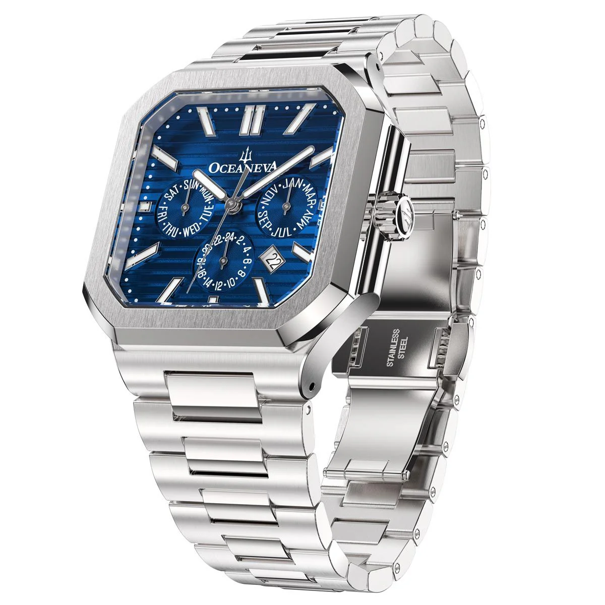 Oceaneva Tenuis Automatic CalendarThin Watch Blue/Silver Blue/Silver | Blue Dial - Image 13