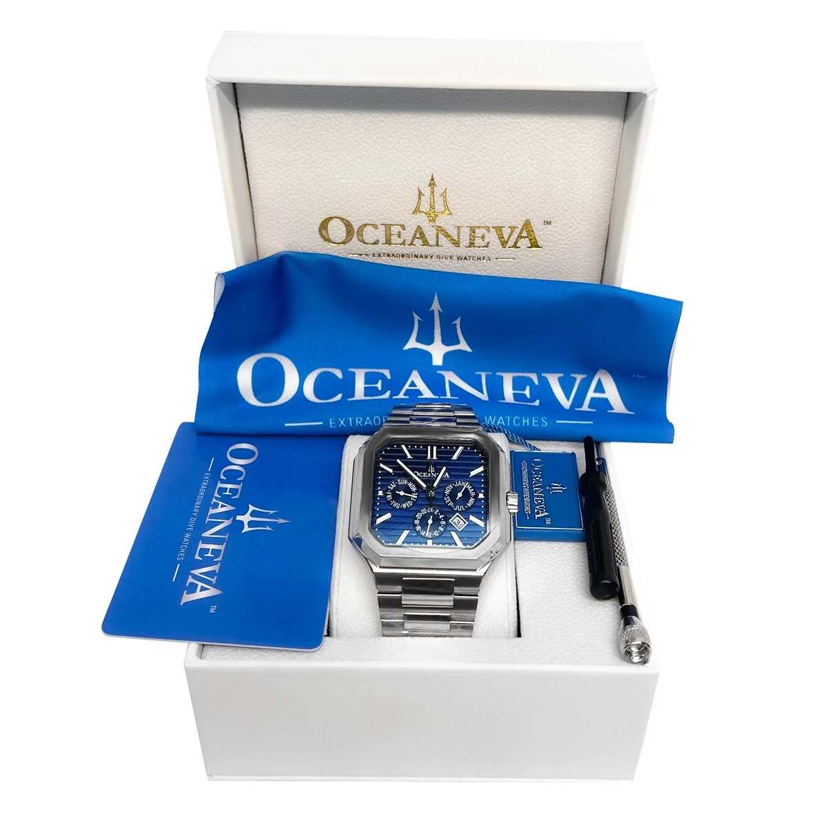Oceaneva Tenuis Automatic CalendarThin Watch Blue/Silver Blue/Silver | Blue Dial - Image 15