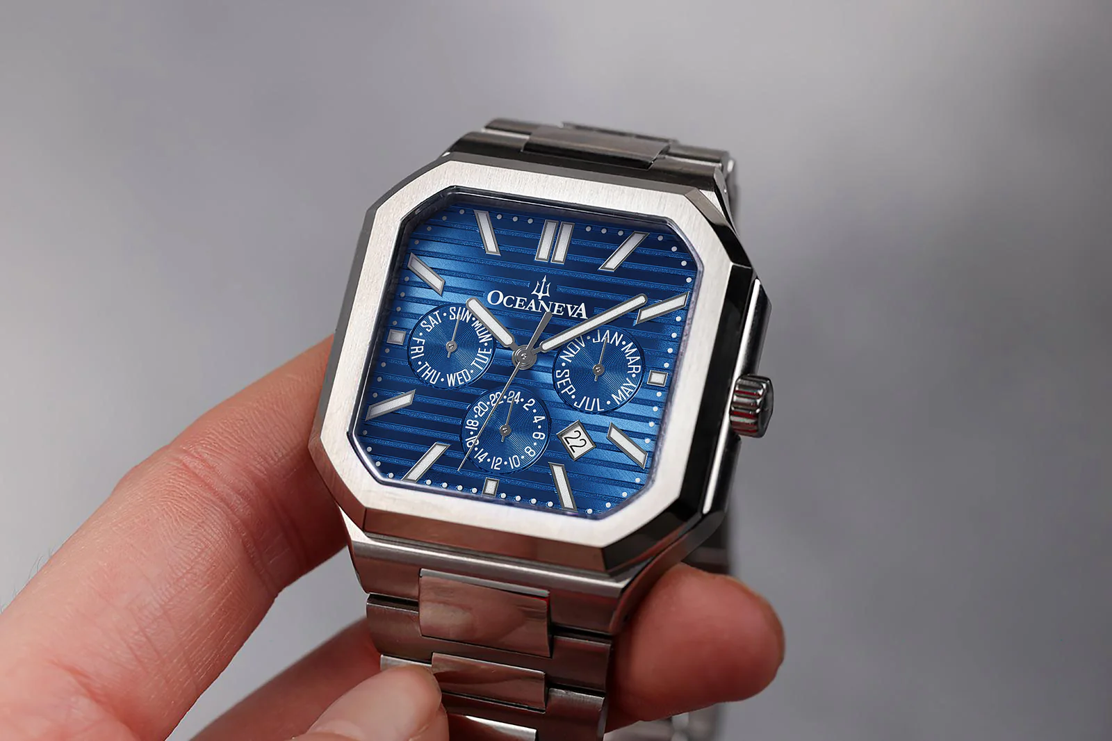 Oceaneva Tenuis Automatic CalendarThin Watch Blue/Silver Blue/Silver | Blue Dial - Image 2