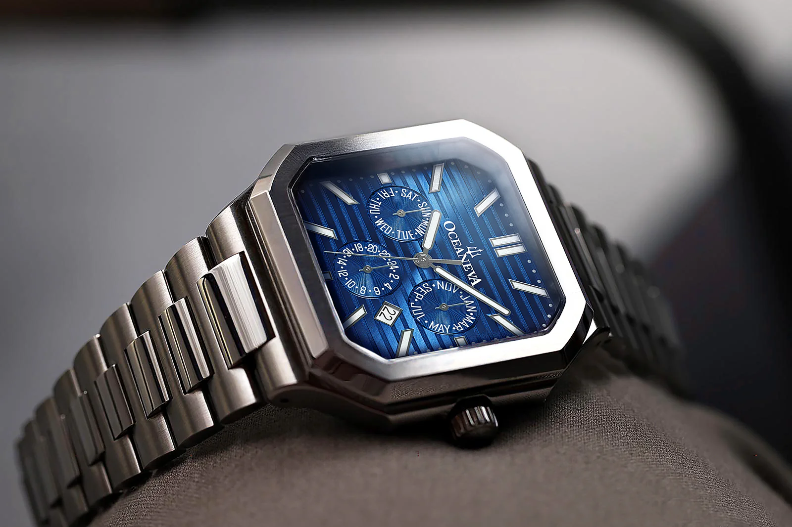 Oceaneva Tenuis Automatic CalendarThin Watch Blue/Silver Blue/Silver | Blue Dial - Image 4