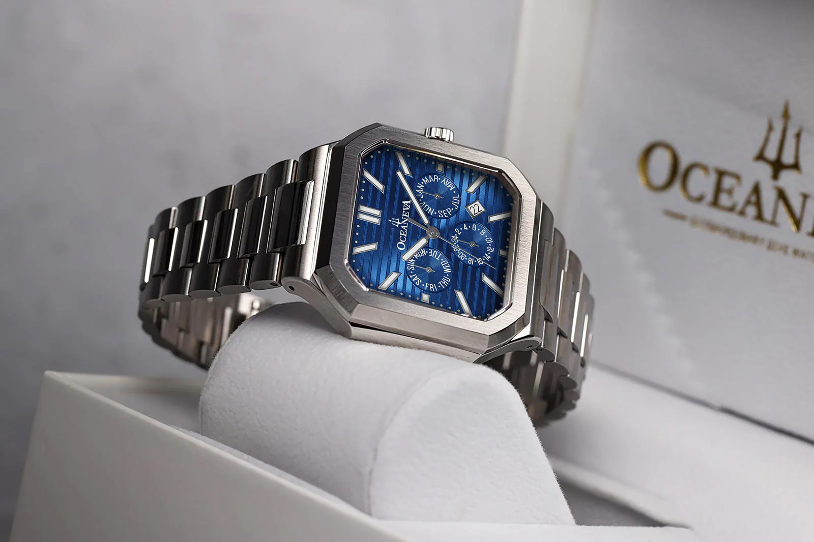 Oceaneva Tenuis Automatic CalendarThin Watch Blue/Silver Blue/Silver | Blue Dial - Image 7