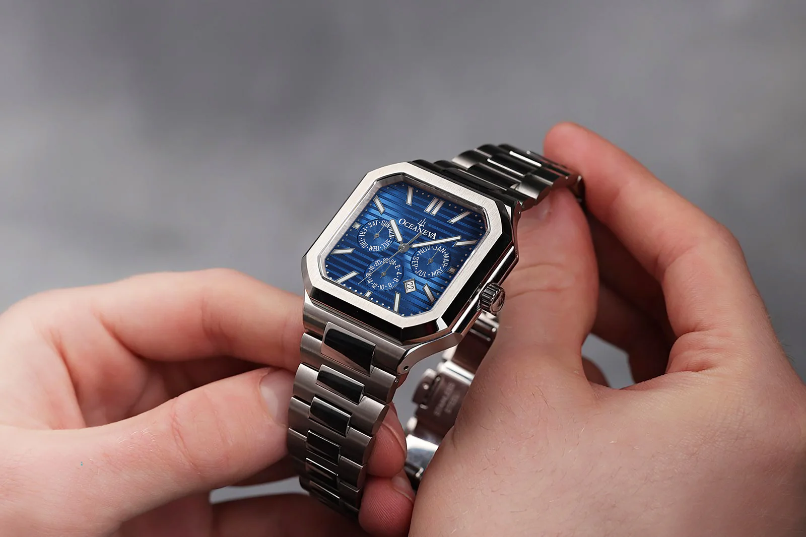 Oceaneva Tenuis Automatic CalendarThin Watch Blue/Silver Blue/Silver | Blue Dial - Image 9