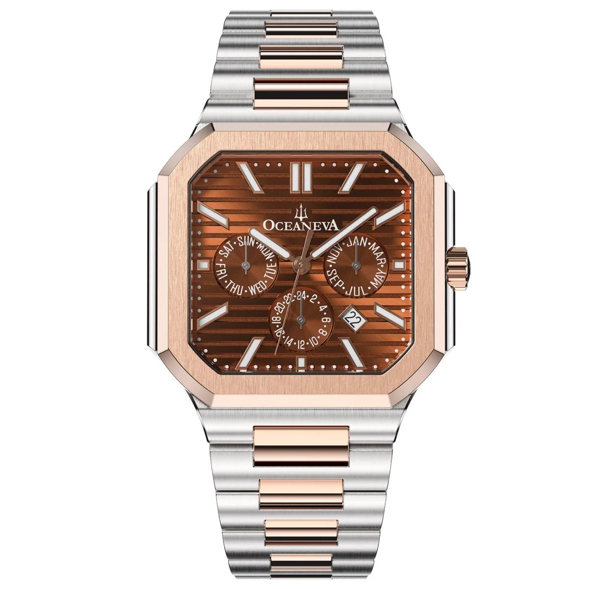 Tenuis Automatic Calendar Watch with Rose Gold Bezel | Brown Dial
