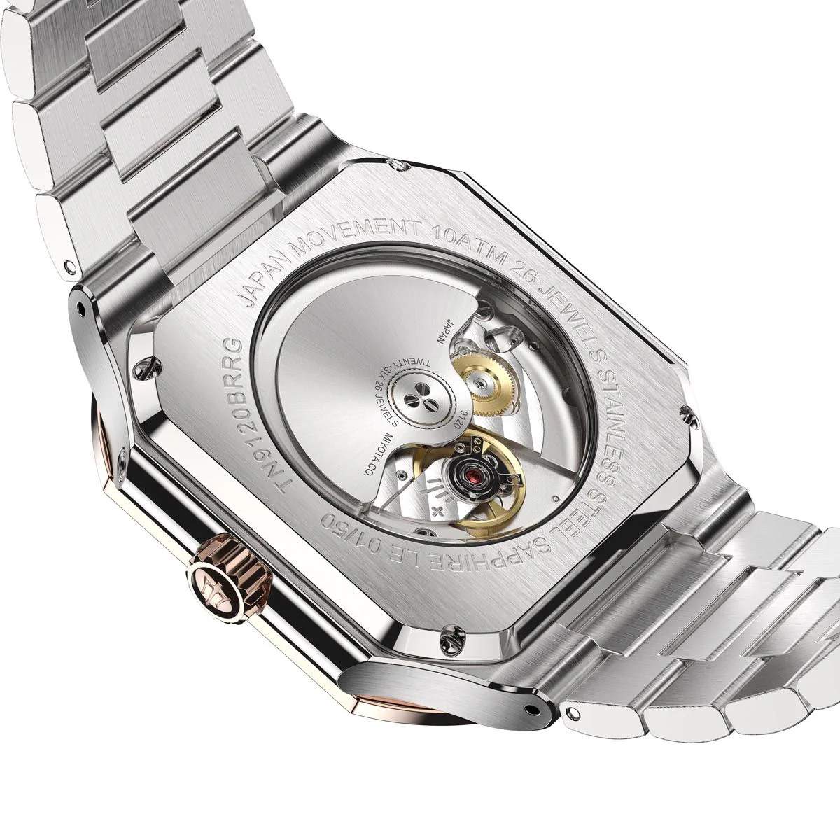 Tenuis Automatic Calendar Watch with Rose Gold Bezel | Brown Dial - Image 5
