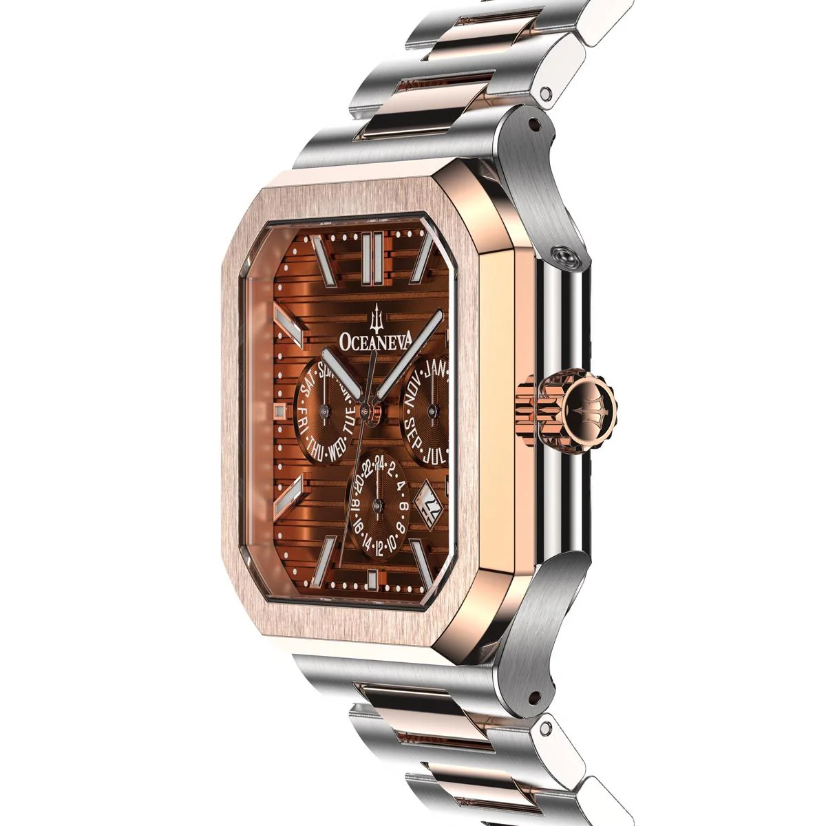 Tenuis Automatic Calendar Watch with Rose Gold Bezel | Brown Dial - Image 7
