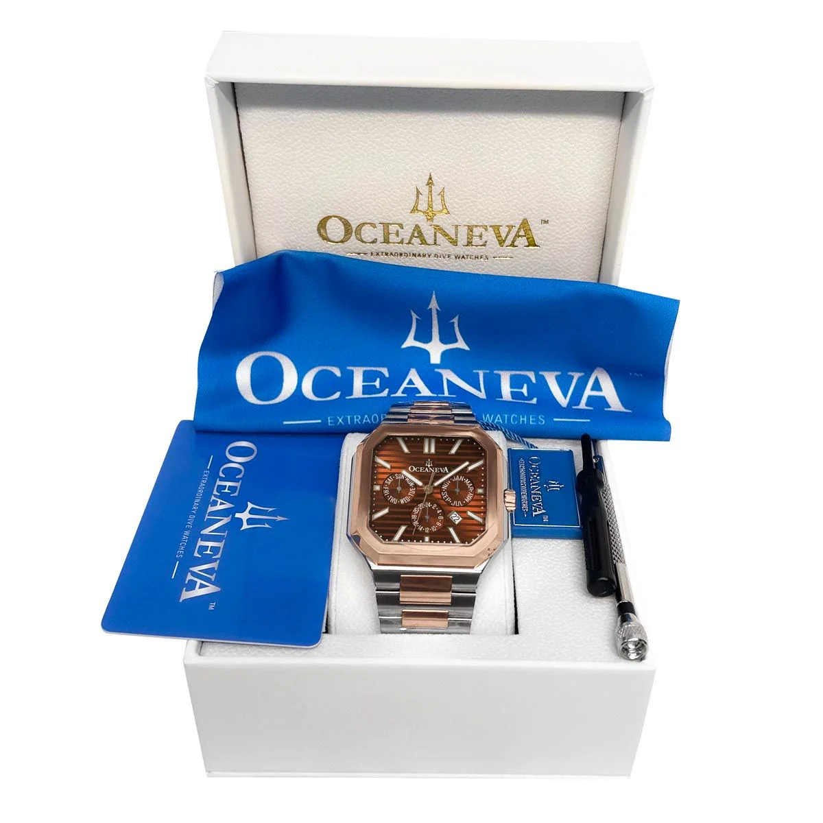 Tenuis Automatic Calendar Watch with Rose Gold Bezel | Brown Dial - Image 9