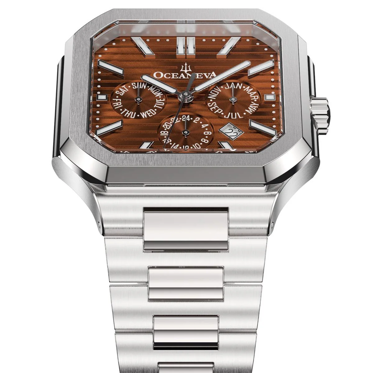 Tenuis Automatic Calendar Silver Bezel | Brown Dial - Image 4