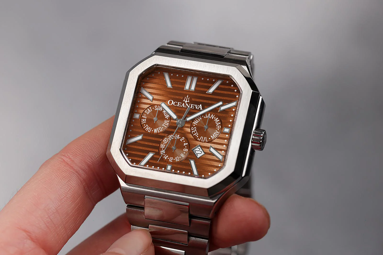 Tenuis Automatic Calendar Silver Bezel | Brown Dial - Image 6