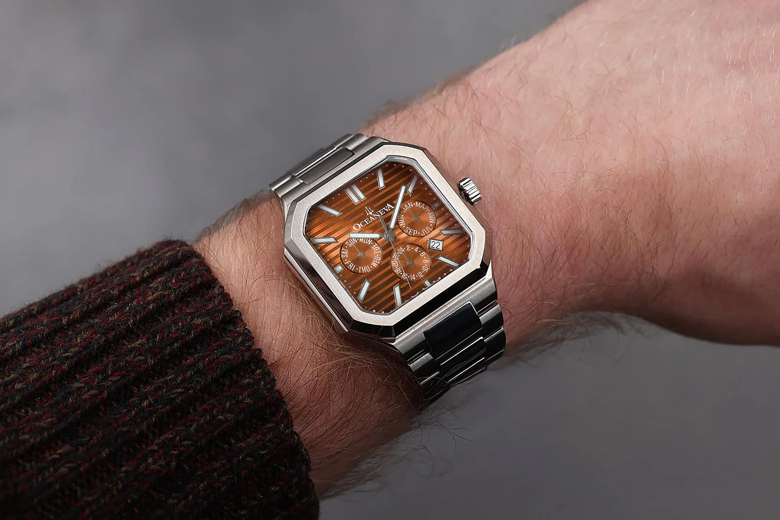Tenuis Automatic Calendar Silver Bezel | Brown Dial - Image 8