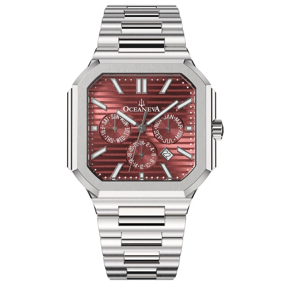 Tenuis Automatic Watch Silver Bezel | Burgundy Dial