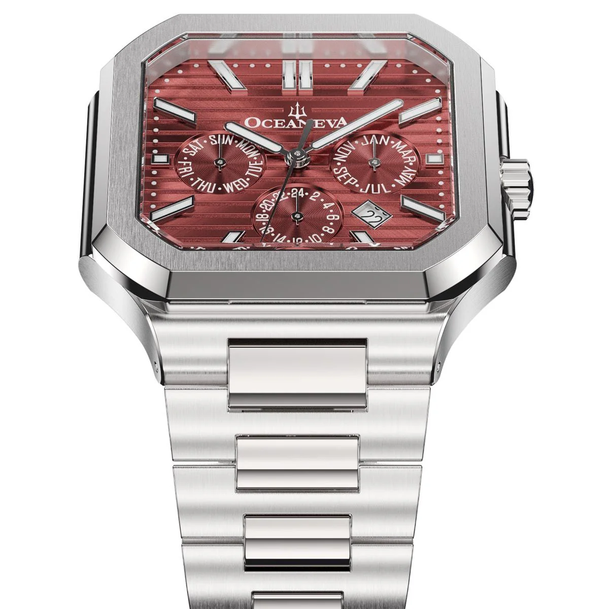 Tenuis Automatic Watch Silver Bezel | Burgundy Dial - Image 3