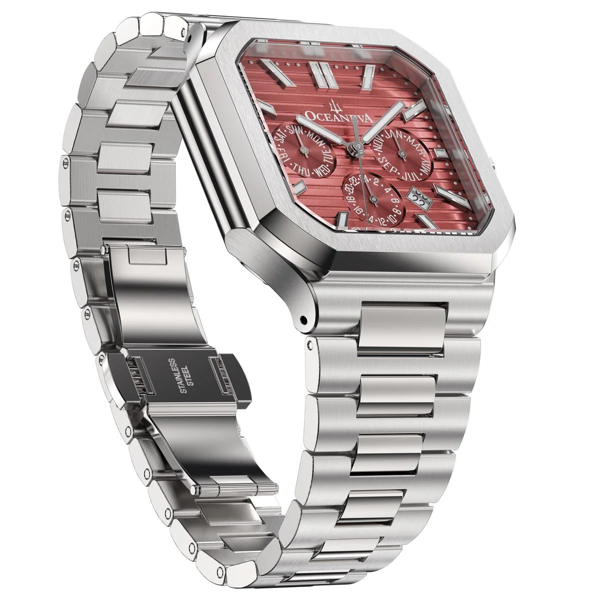 Tenuis Automatic Watch Silver Bezel | Burgundy Dial - Image 4