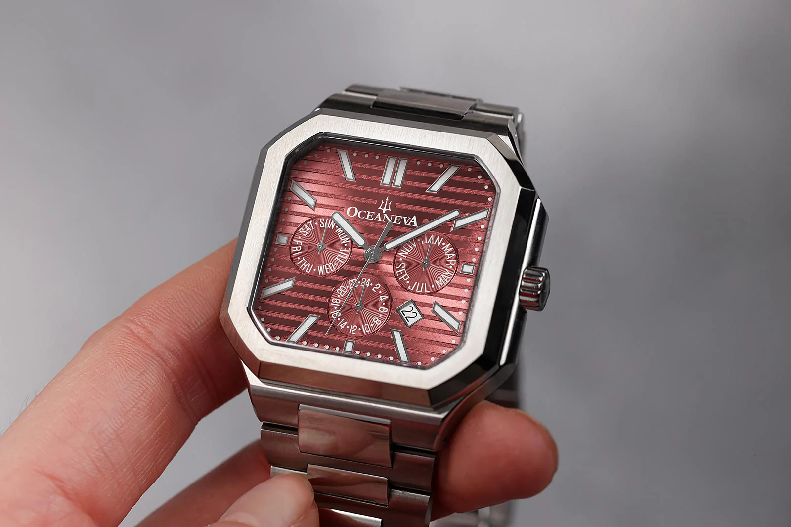Tenuis Automatic Watch Silver Bezel | Burgundy Dial - Image 5