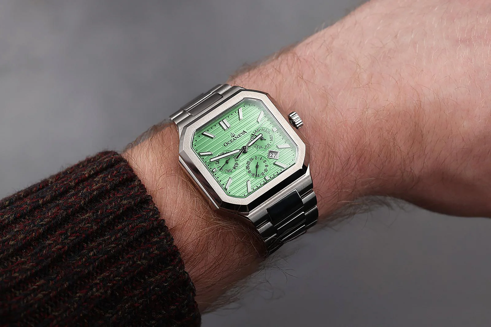 Oceaneva Tenuis Automatic CalendarThin Watch Mint/Silver Mint/Silver | Mint Dial - Image 12