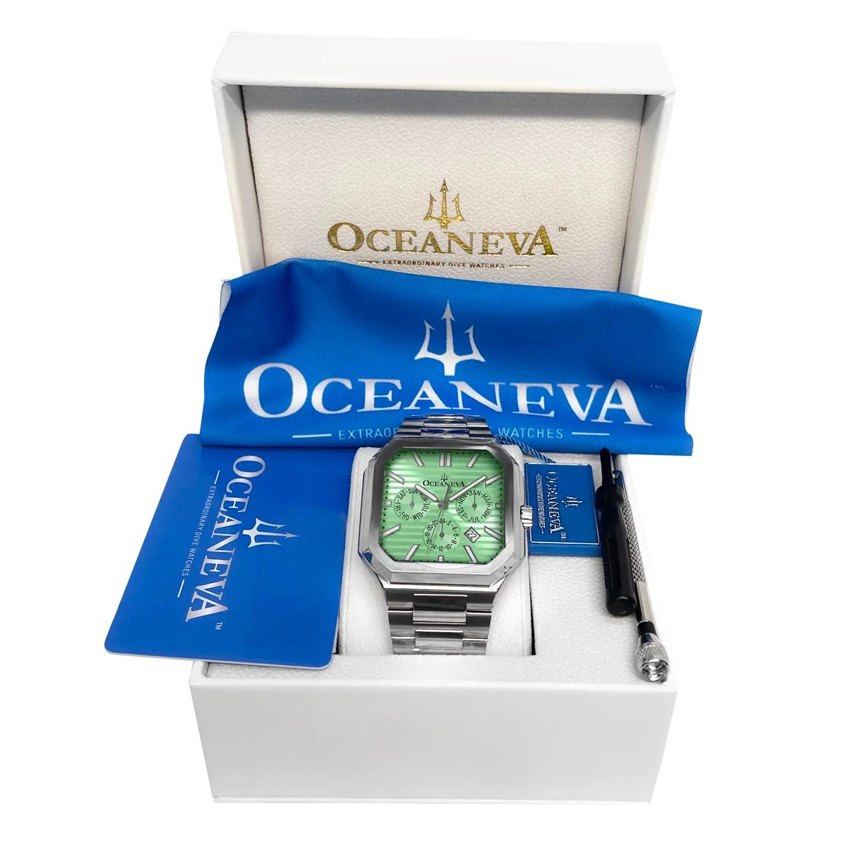 Oceaneva Tenuis Automatic CalendarThin Watch Mint/Silver Mint/Silver | Mint Dial - Image 15