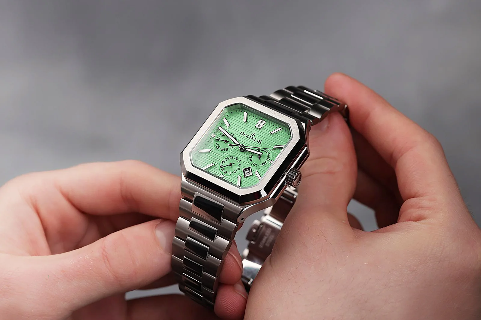 Oceaneva Tenuis Automatic CalendarThin Watch Mint/Silver Mint/Silver | Mint Dial - Image 2