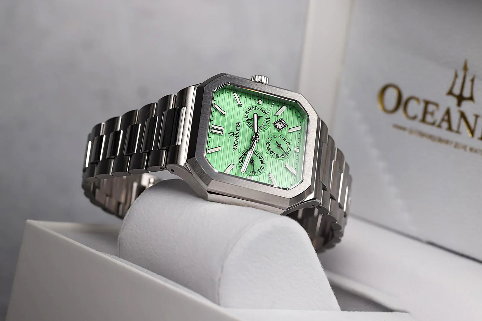 Oceaneva Tenuis Automatic CalendarThin Watch Mint/Silver Mint/Silver | Mint Dial - Image 4