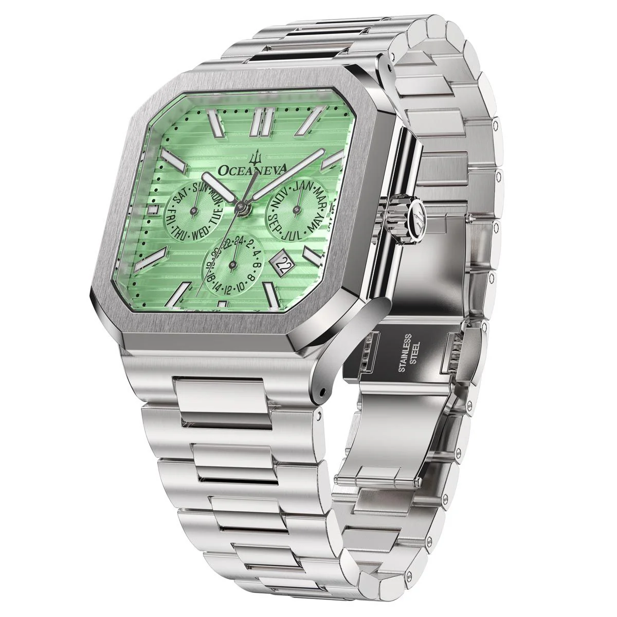Oceaneva Tenuis Automatic CalendarThin Watch Mint/Silver Mint/Silver | Mint Dial - Image 5