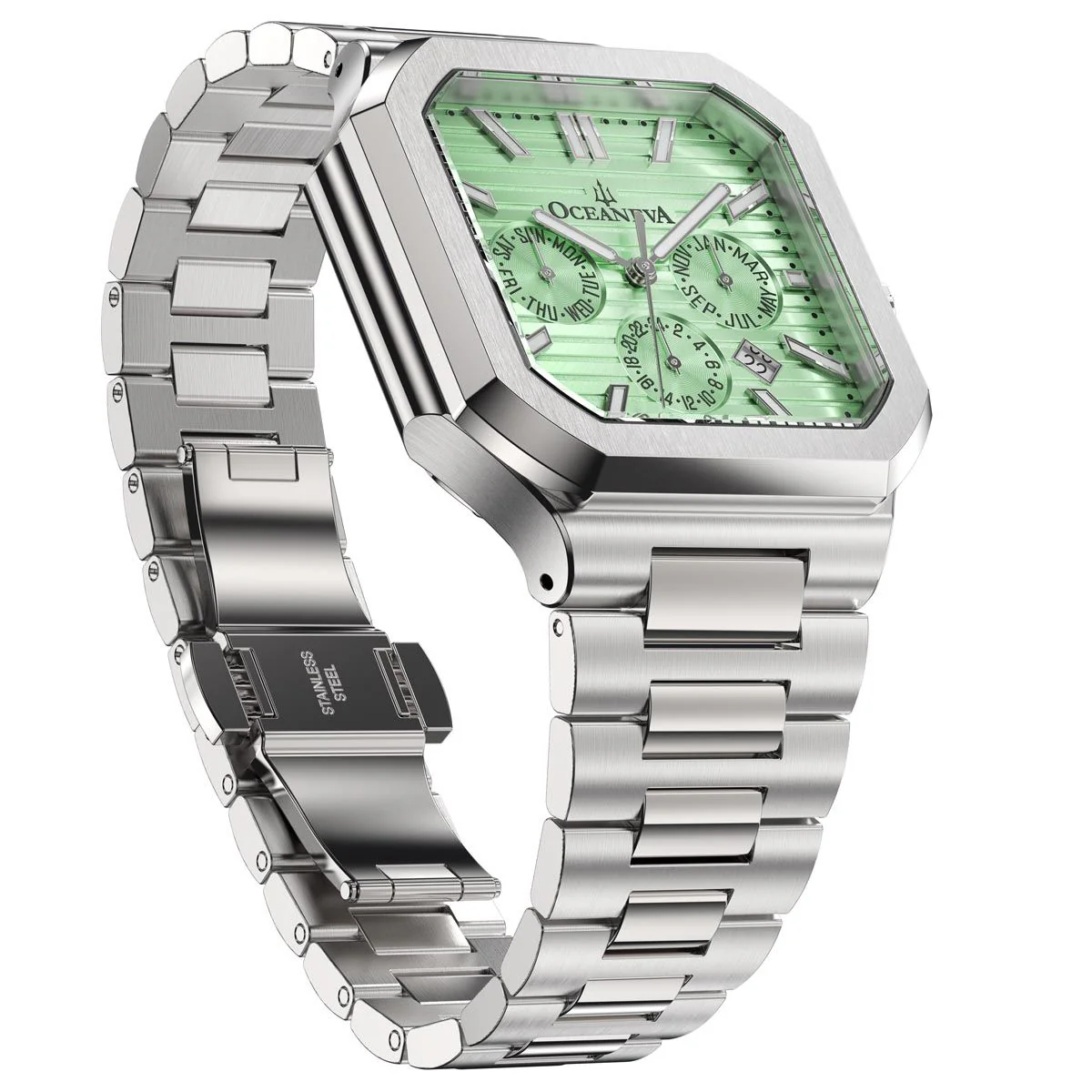 Oceaneva Tenuis Automatic CalendarThin Watch Mint/Silver Mint/Silver | Mint Dial - Image 6