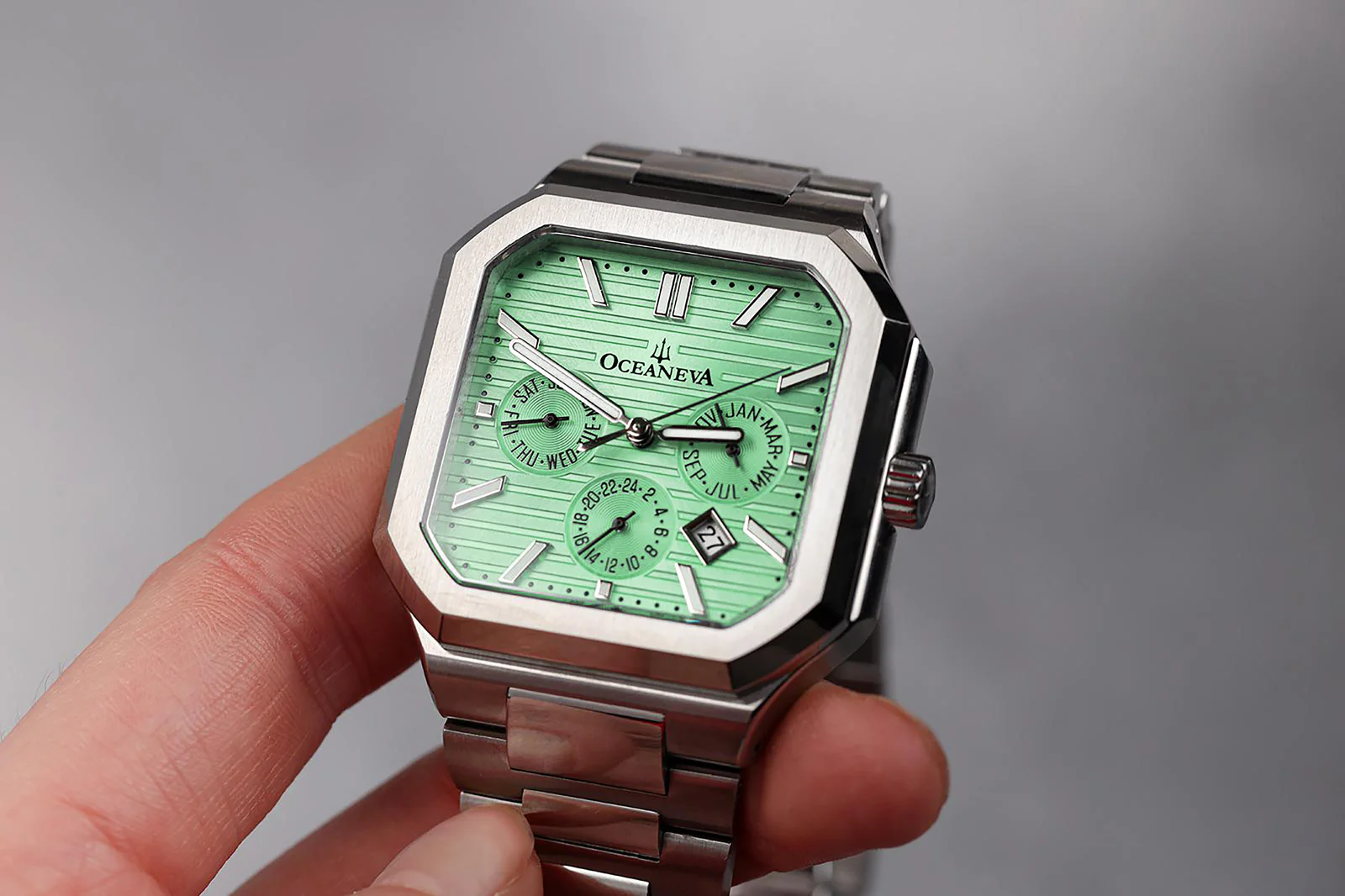 Oceaneva Tenuis Automatic CalendarThin Watch Mint/Silver Mint/Silver | Mint Dial - Image 7