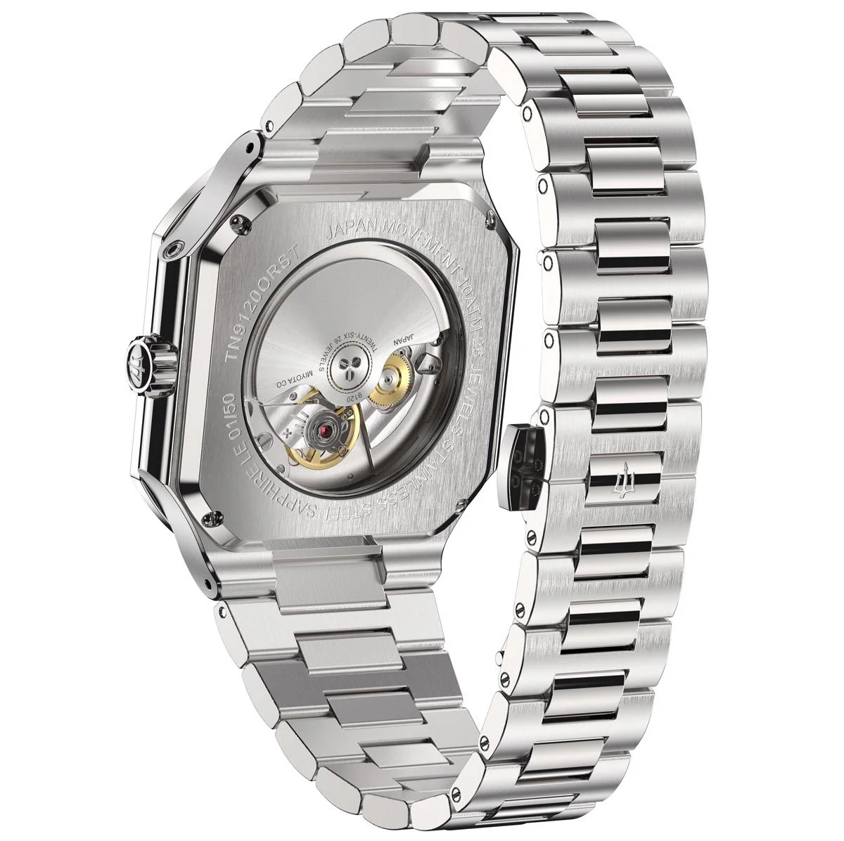 Tenuis Automatic Silver Bezel Watch  | Orange Dial with Calendar - Image 5