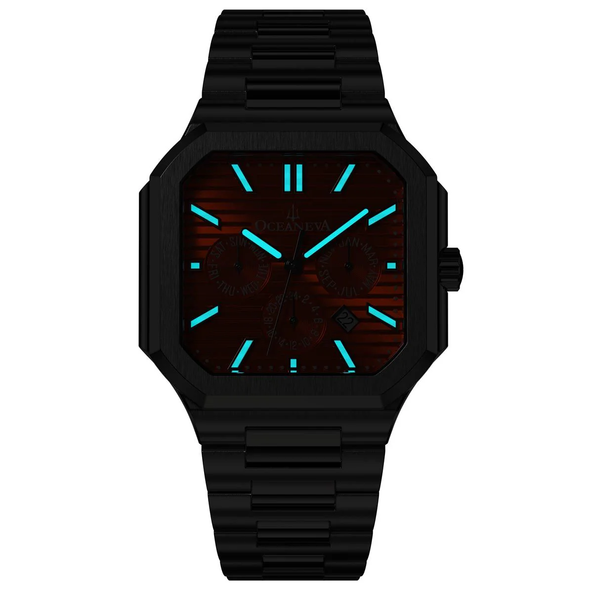 Tenuis Automatic Silver Bezel Watch  | Orange Dial with Calendar - Image 7