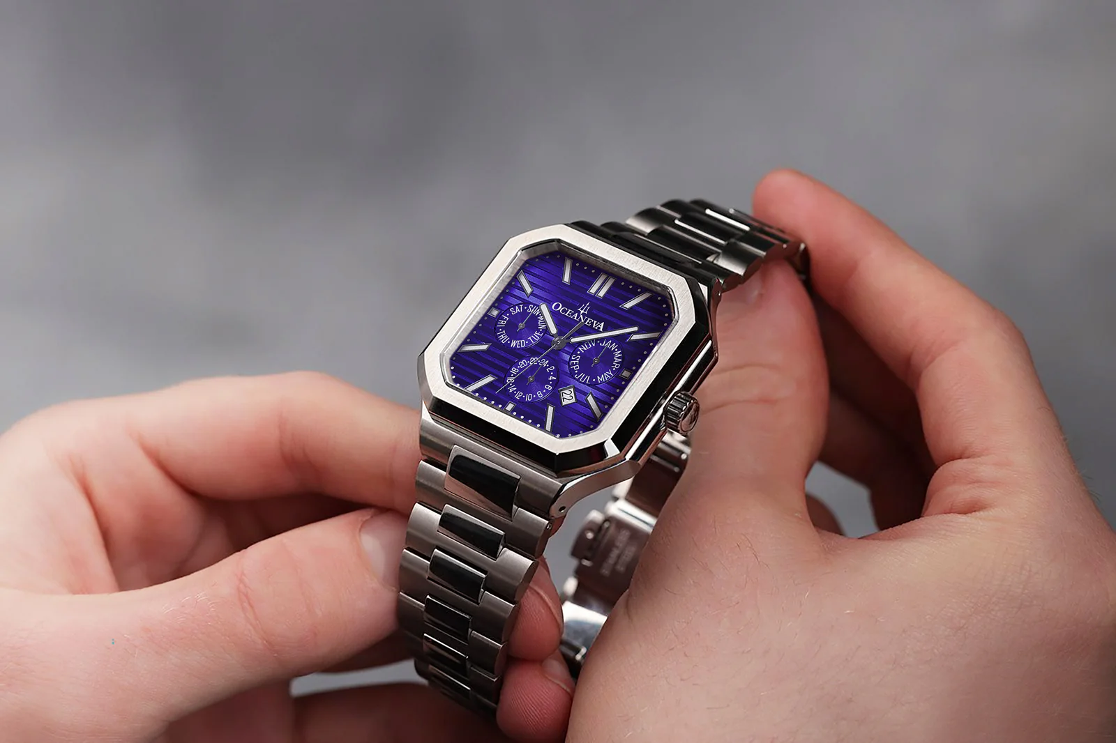 Tenuis Automatic Calendar Thin Swiss Automatic Watch – Purple/Silver - Image 3