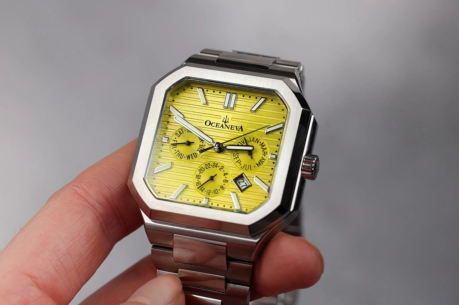 Tenuis Automatic Calendar Silver Bezel | Yellow Dial - Image 2
