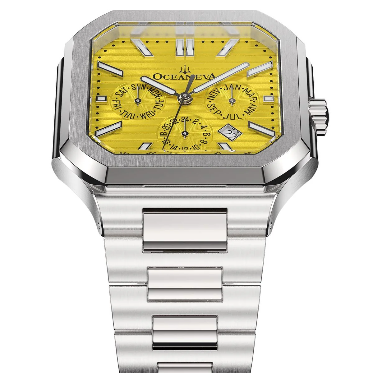 Tenuis Automatic Calendar Silver Bezel | Yellow Dial - Image 4