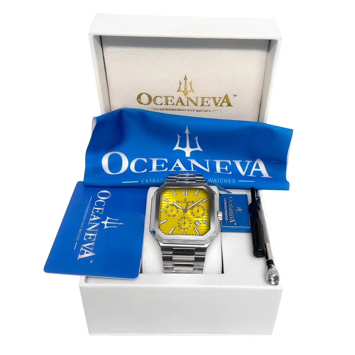 Tenuis Automatic Calendar Silver Bezel | Yellow Dial - Image 8